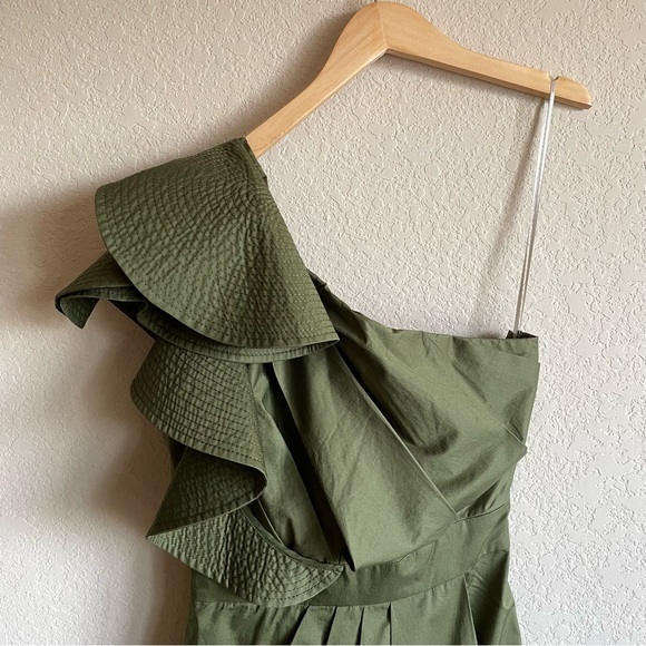 NWT Johanna Ortiz It's Never Too Late One Shoulder Midi Dress in Green Size 2 - Picture 6 of 15
